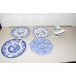 Mixed Lot: Various blue and white plates and other items