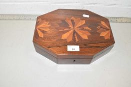 An octagonal inlaid hardwood jewellery box