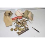 Mixed Lot: Various vintage military buttons, packet of First field dressing, Royal Norfolk sew on