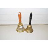 Two brass hand bells