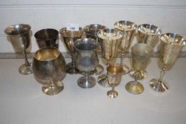 Collection of various silver plated and pewter goblets