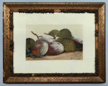 Attributed to Nelius 'Nel' Gronland (German, 1859-1918), fruit still life, oil on porcelain, signed,