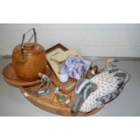 Mixed Lot: Various items to include model birds, pewter model golfer, wooden tray, biscuit barrel