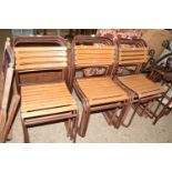 Four cox metal framed and slatted wood stacking chairs