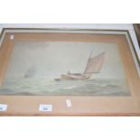 Hannaford study of a shipping scene, watercolour,framed and glazed