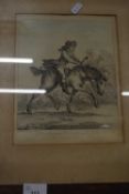 How to Prevent a Horse Slipping his Girths, reproduction engraving, glazed and framed