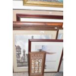 Mixed Lot: Assorted prints and pictures, continental street scenes, racehorses, harbour scenes and