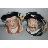 Royal Doulton character jugs, the Gaoler and Sancho Panca