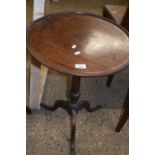 Georgian tilt top wine table with circular tray top over a turned column with tripod base