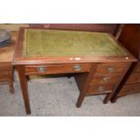 Early 20th Century single pedestal desk with green leather top,106cm wide