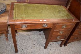 Early 20th Century single pedestal desk with green leather top,106cm wide