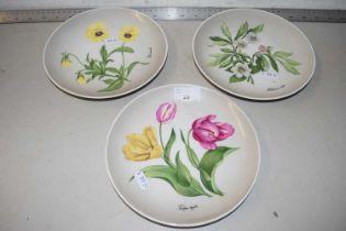 Three Kaiser floral decorated plates