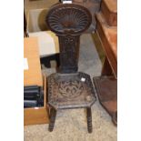 Late 19th Century carved oak spinning chair