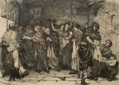 P. Saerat-Hood, British, 19th century, 'Pag Day', etching, signed, framed and glazed.