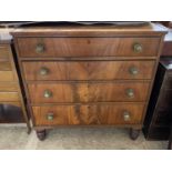 19th Century mahogany four drawer chest with brass knob handles, 88cm wide