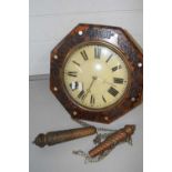 Late 19th Century postmans alarm clock with inlaid case