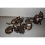 A collection of Frith bronzed resin cat sculptures