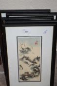 Set of five small Chinese watercolour studies of various mountain landscapes