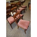 Harlequin set of seven Victorian mahogany bar back dining chairs