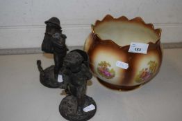 Mixed Lot: Jardiniere, pair of small pewter figures etc