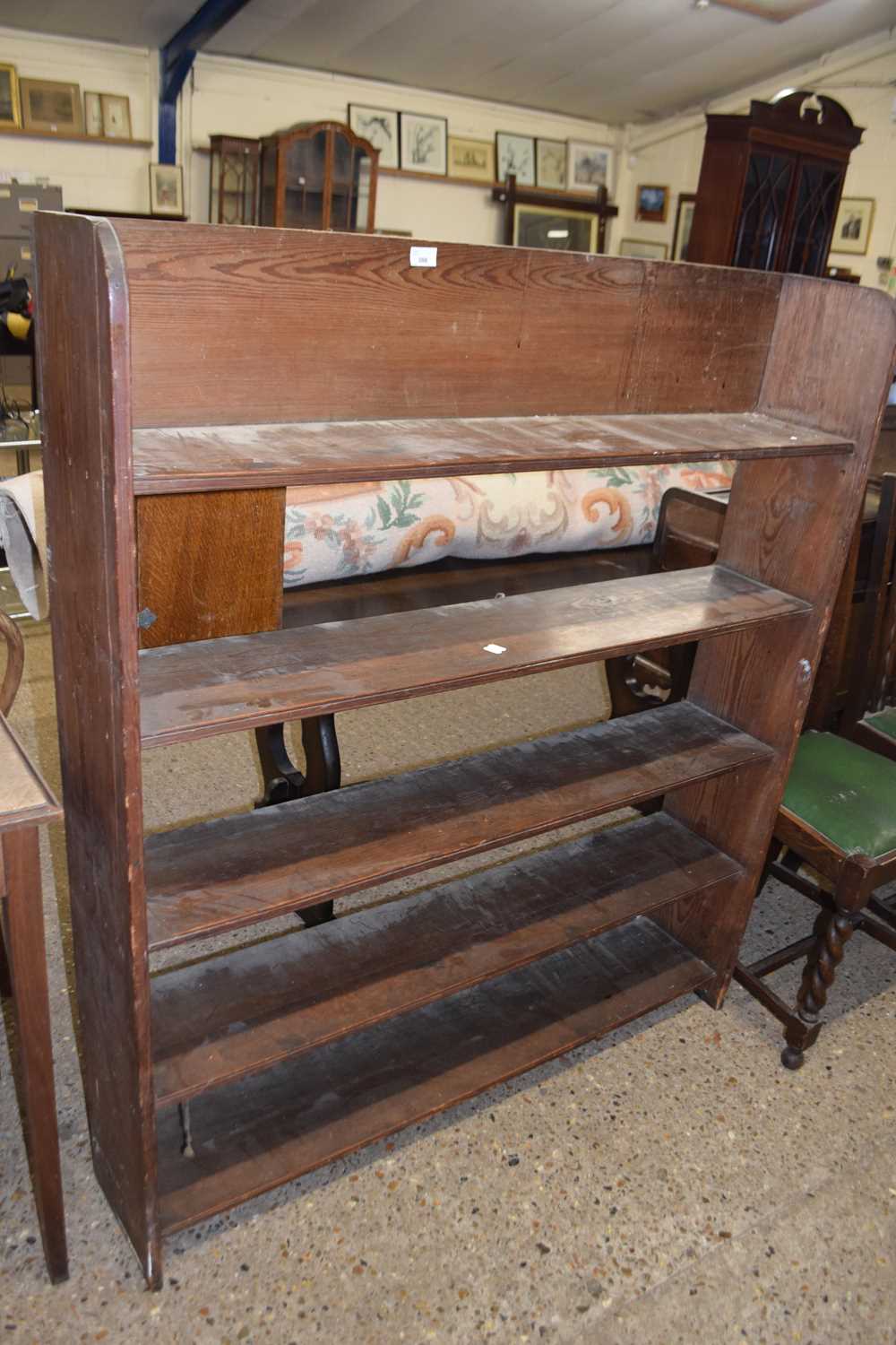 20th Century pine open back five shelf bookcase cabinet, 110cm wide