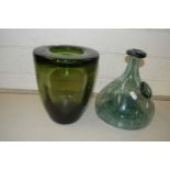 Mixed Lot: A heavy mid Century Art Glass vase, initialled to the base LG together with a further