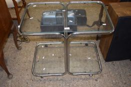 Modern metal framed and glass two tiered table