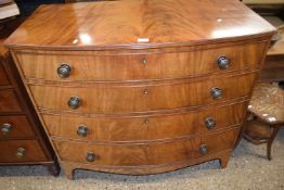 19th Century mahogany bow front chest with four graduated drawers, 109cm wide