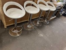 Set of four modern chrome finish barstools