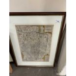 Map of Norfolk, framed and glazed