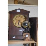 Mahogany cased mantel clock and an urn on stand (a/f)