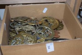 Box of assorted horse brasses