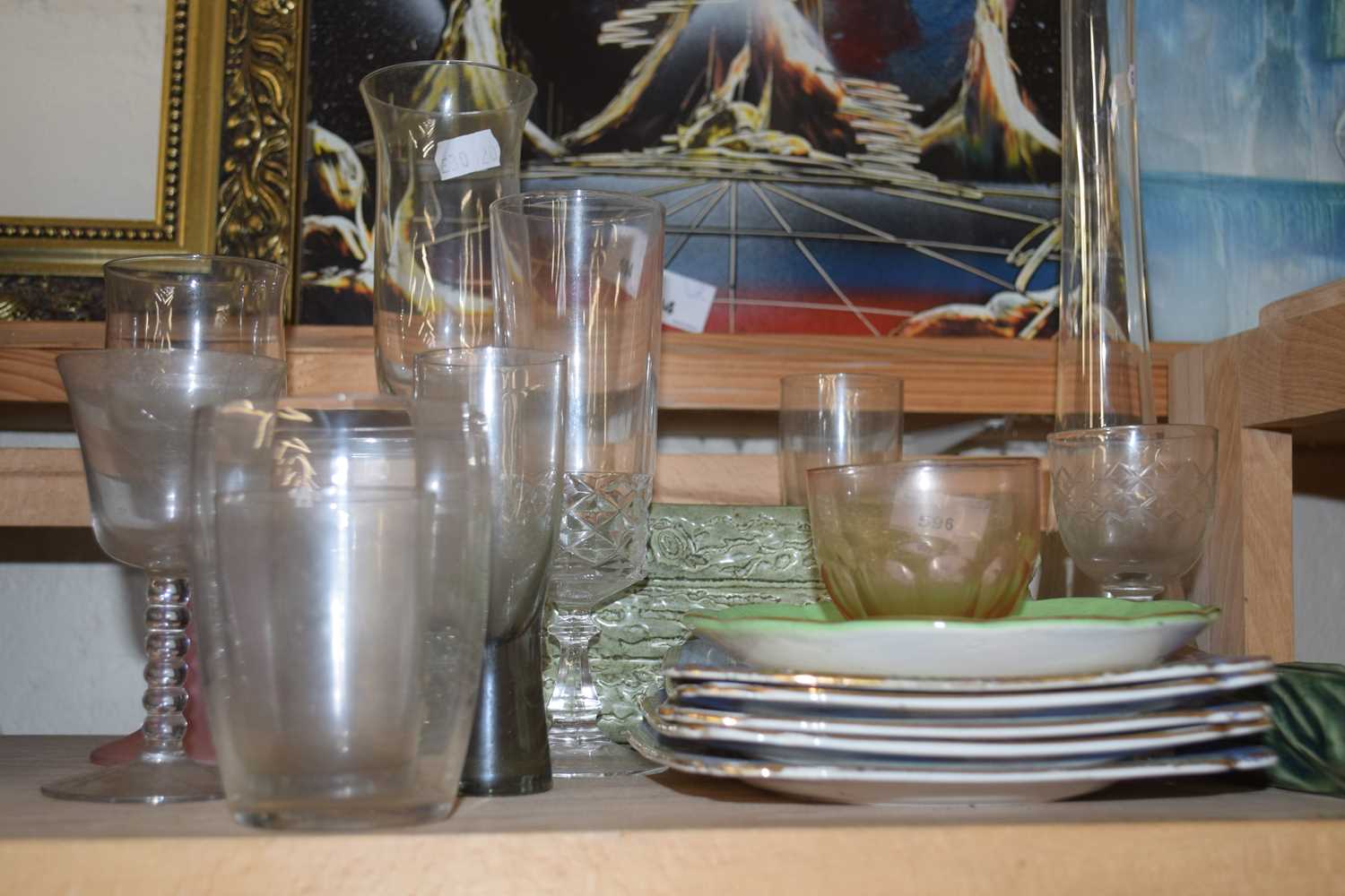 Quantity of mixed glass ware and ceramics to include vases, drinking glasses, plates etc