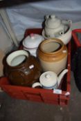 A quantity of assorted stone ware pots and other items