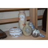 Small quantity of stone ware pottery items to include a spill vase and others