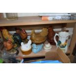 Quantity of ceramic chickens and others