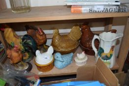 Quantity of ceramic chickens and others