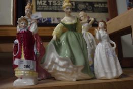 Quantity of Royal Doulton figures to include Fair Lady, Laura, Alexandra, Georgina and Joy