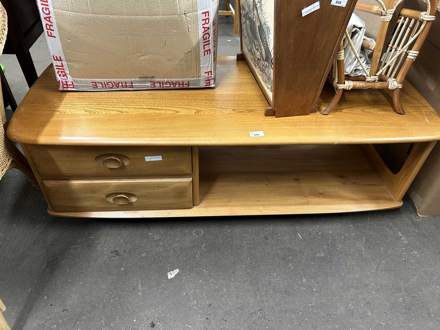 Coffee table with two drawers, approx 120cm long