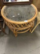 Glass top bamboo and rattan conservatory coffee table