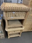 Pair of wicker work bedside cabinets