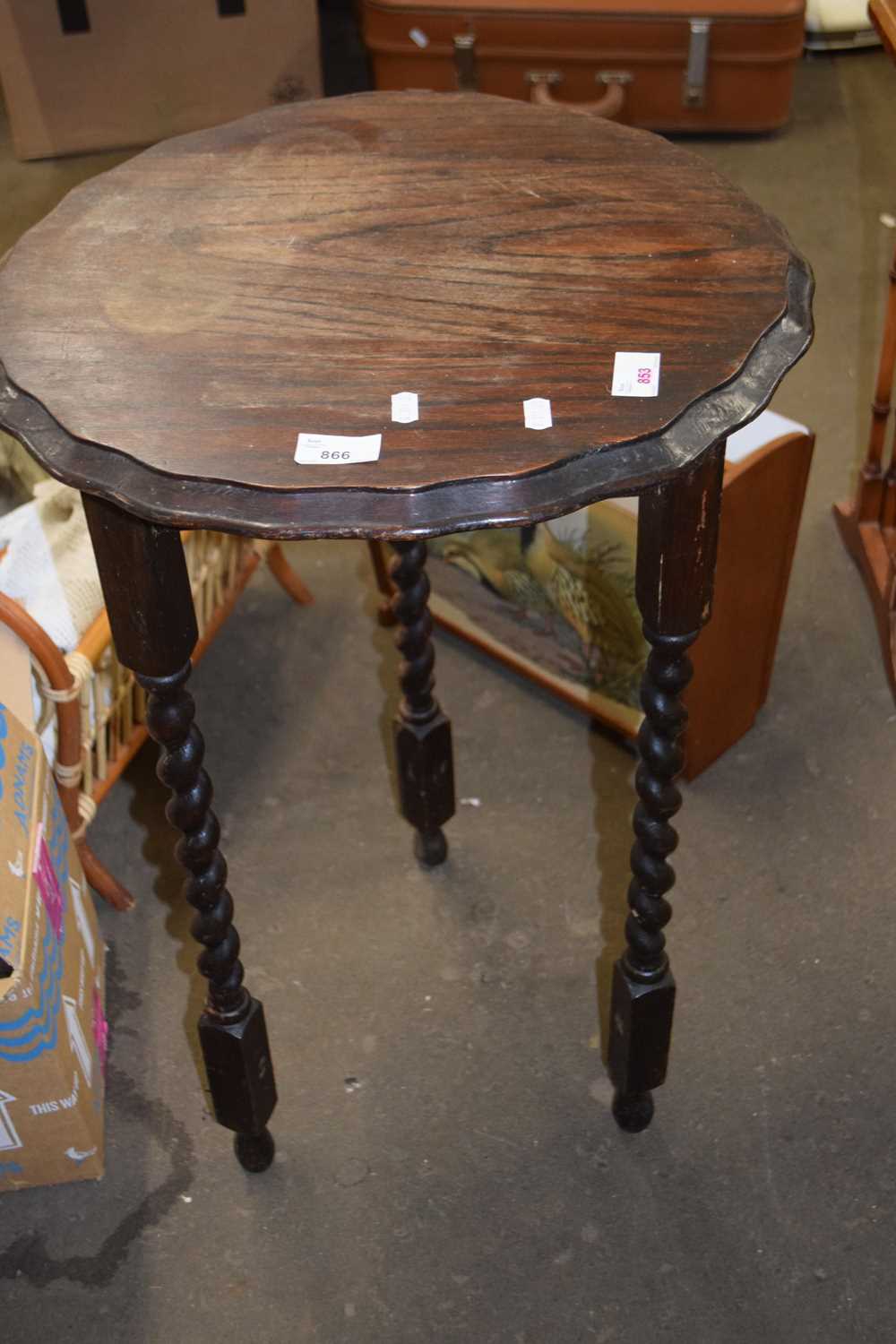 Three legged side table with barley twist legs