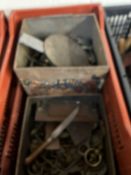 Box of various assorted brass furniture handles and other items