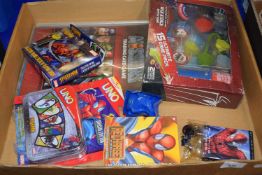 A quantity of Spiderman card games and other items