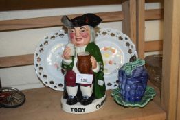 Charrington's toby jug together with two plates and a novelty sugar dish
