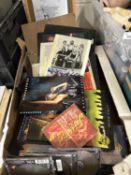 Box of assorted books, CD's, pictures etc to include a quantity relating to Def Leppard