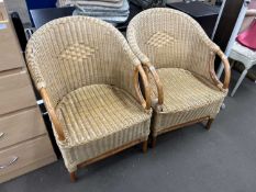 Pair of wicker armchairs