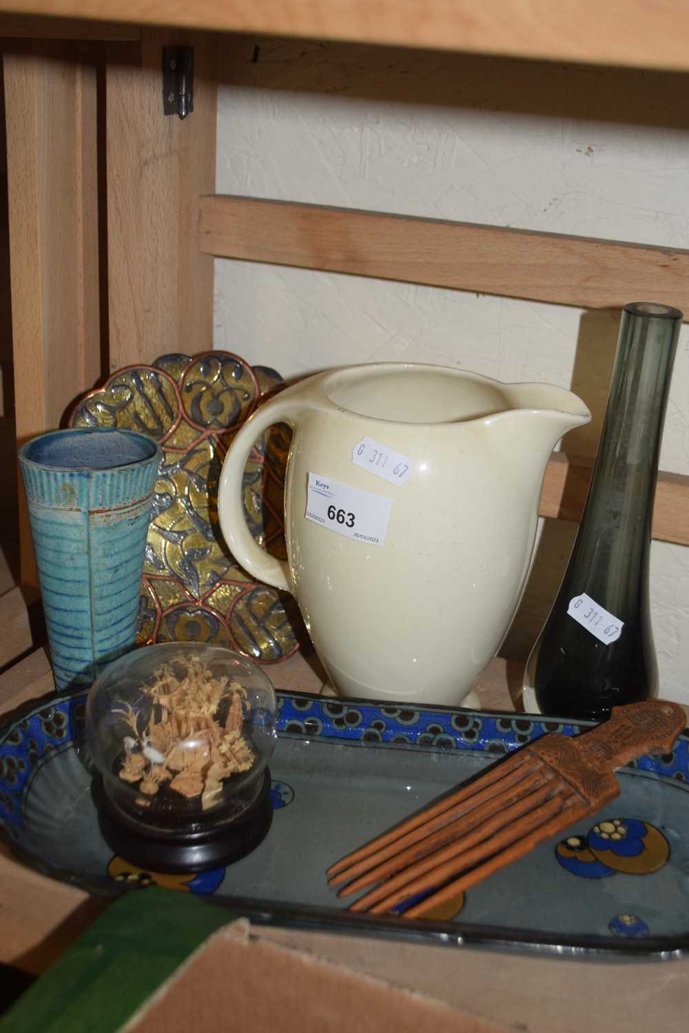 Mixed Lot: Cream ware jug, glass ware, metal wares and others