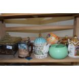 Mixed lot to include Henry VIII and Six Wives teapot, Cornish ware teapot, EPNS warming dish, tea