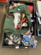 Box of various assorted tools and garage clearance items